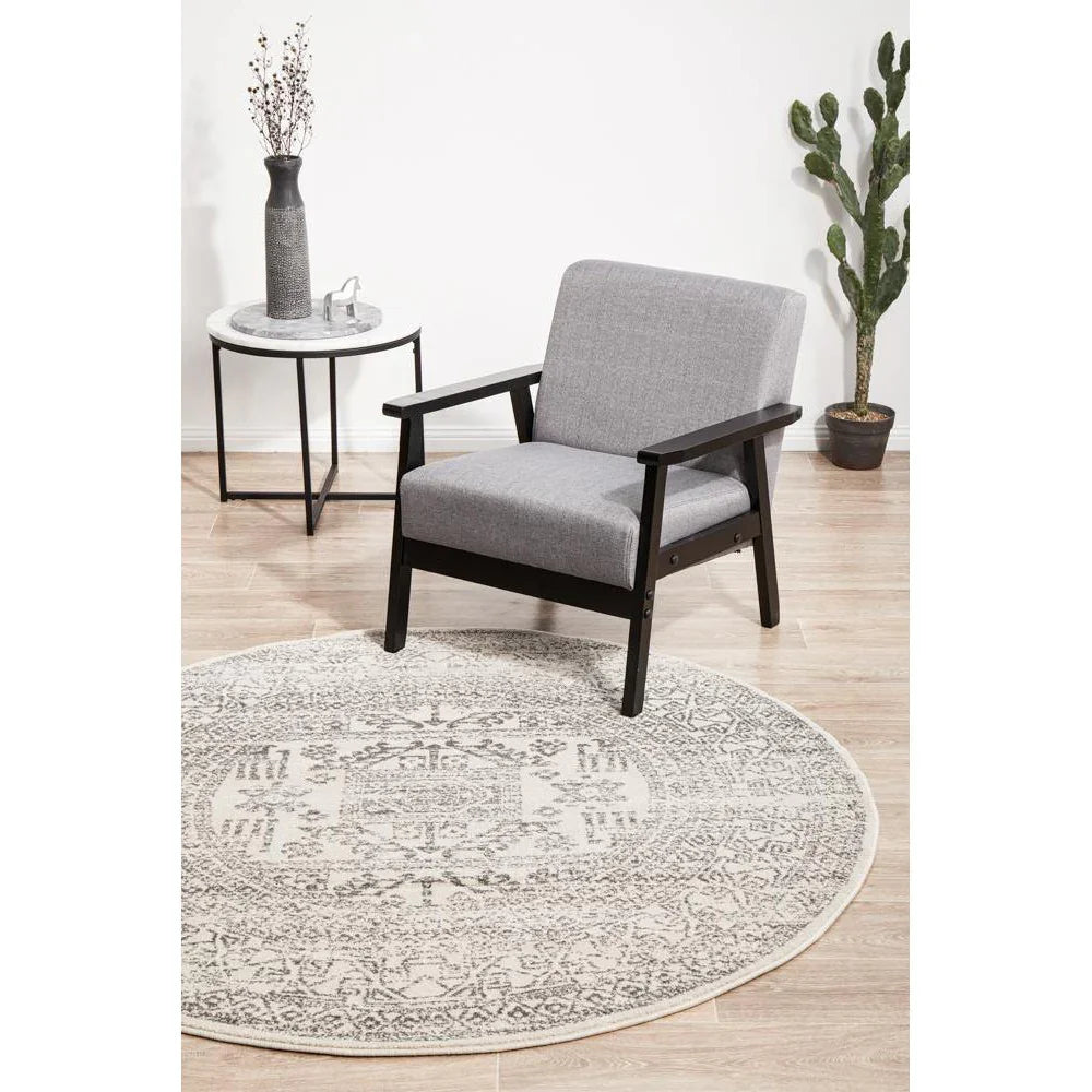 Chrome Addison Silver Round Rug - ICONIC RUGS