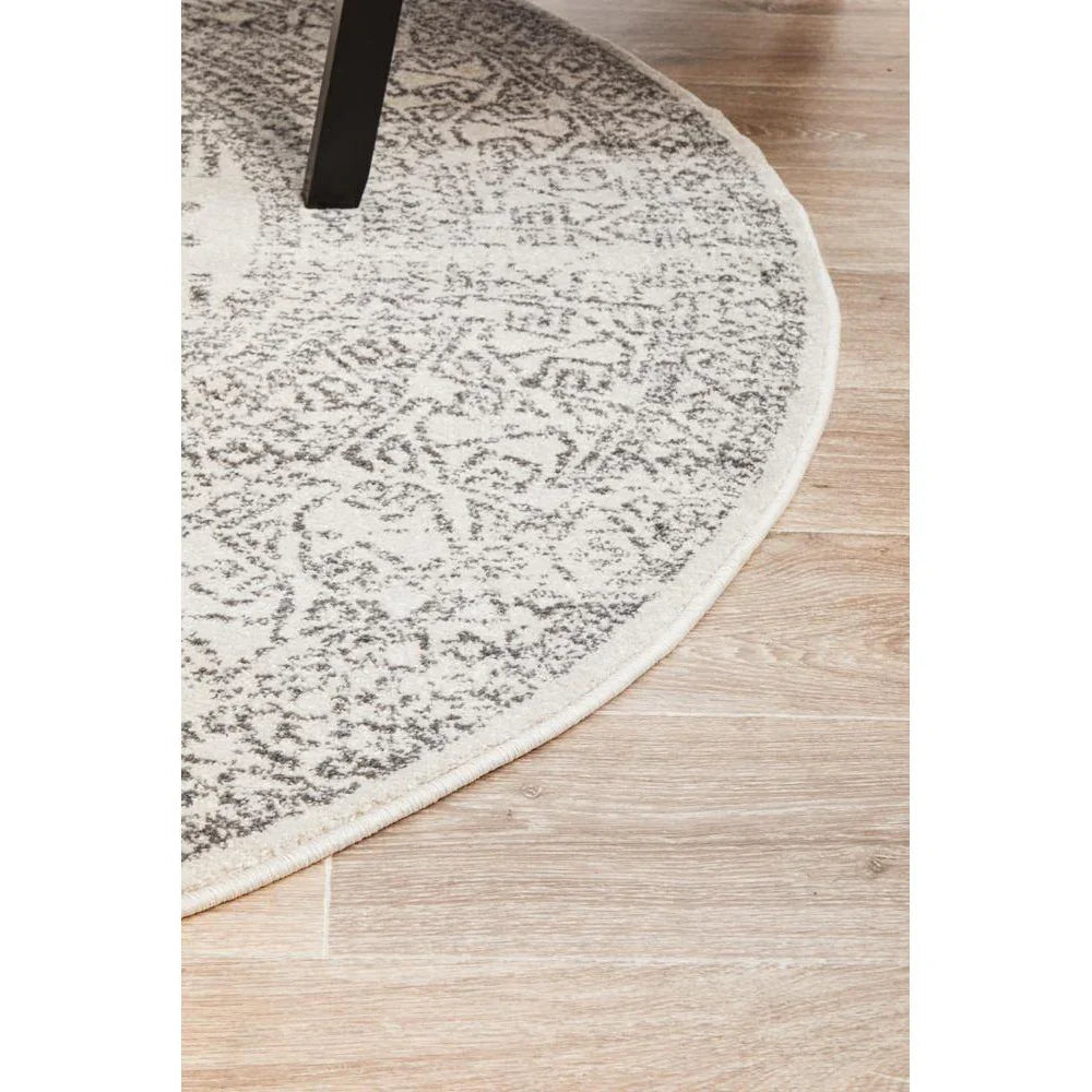 Chrome Addison Silver Round Rug - ICONIC RUGS