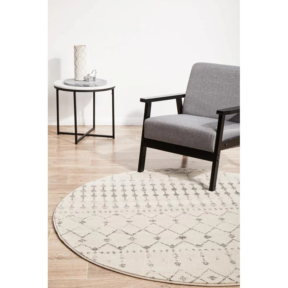 Chrome Elsa Silver Round Rug - ICONIC RUGS