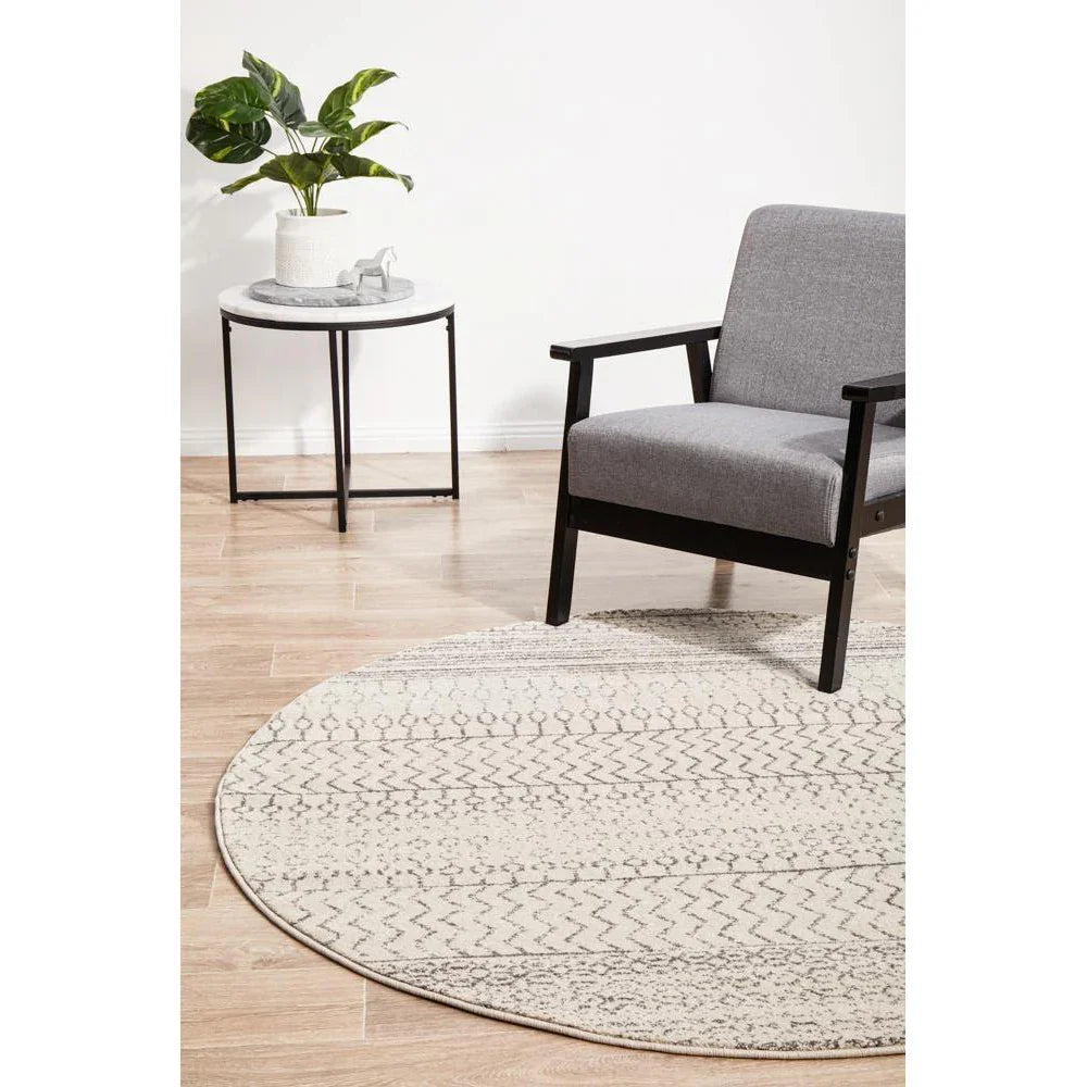 Chrome Harper Silver Round Rug - ICONIC RUGS