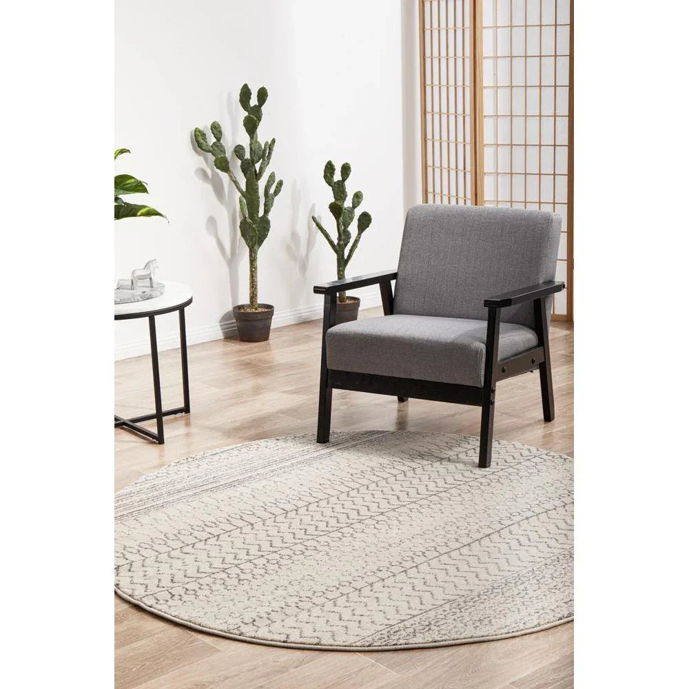 Chrome Harper Silver Round Rug - ICONIC RUGS