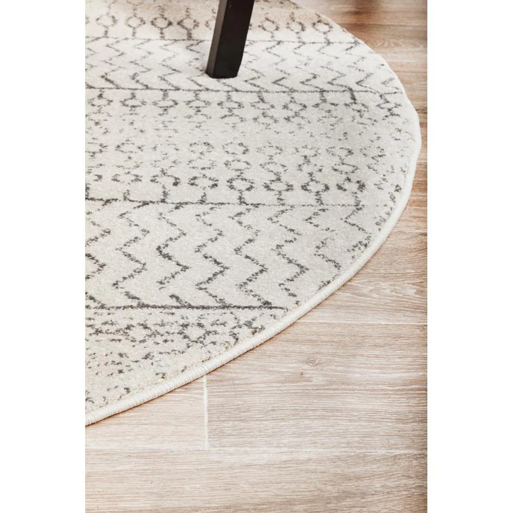 Chrome Harper Silver Round Rug - ICONIC RUGS