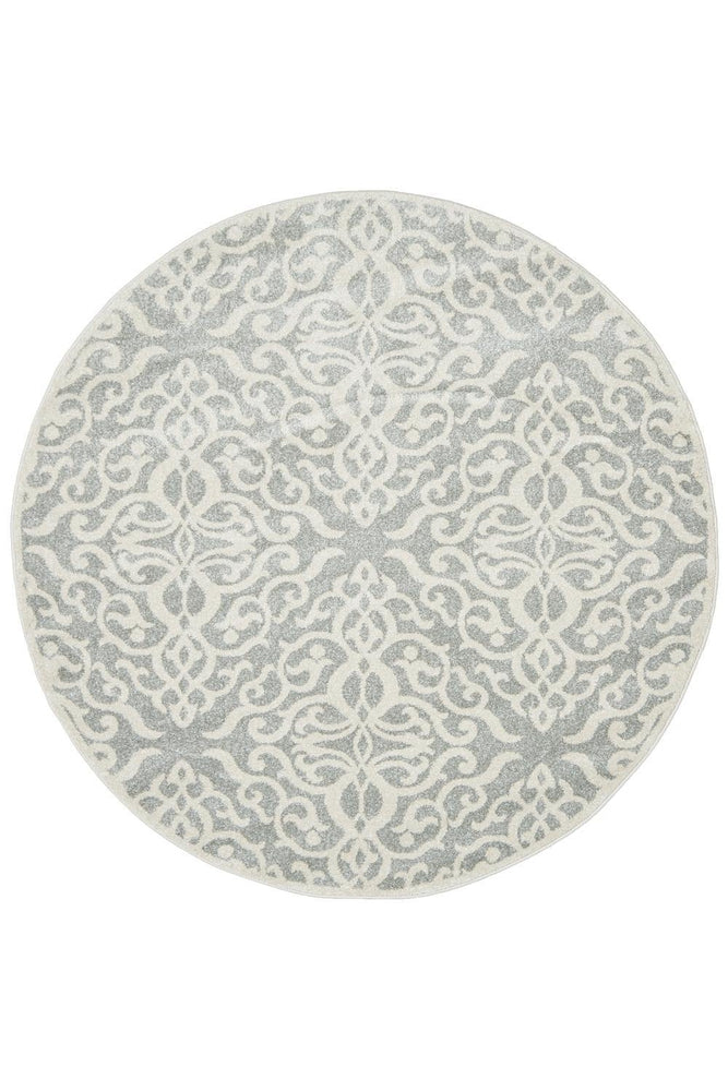 Chrome Lydia Silver Round Rug - ICONIC RUGS
