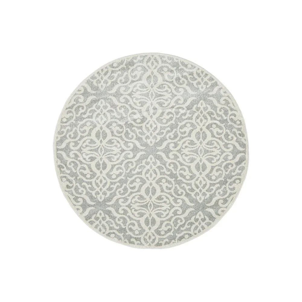 Chrome Lydia Silver Round Rug - ICONIC RUGS