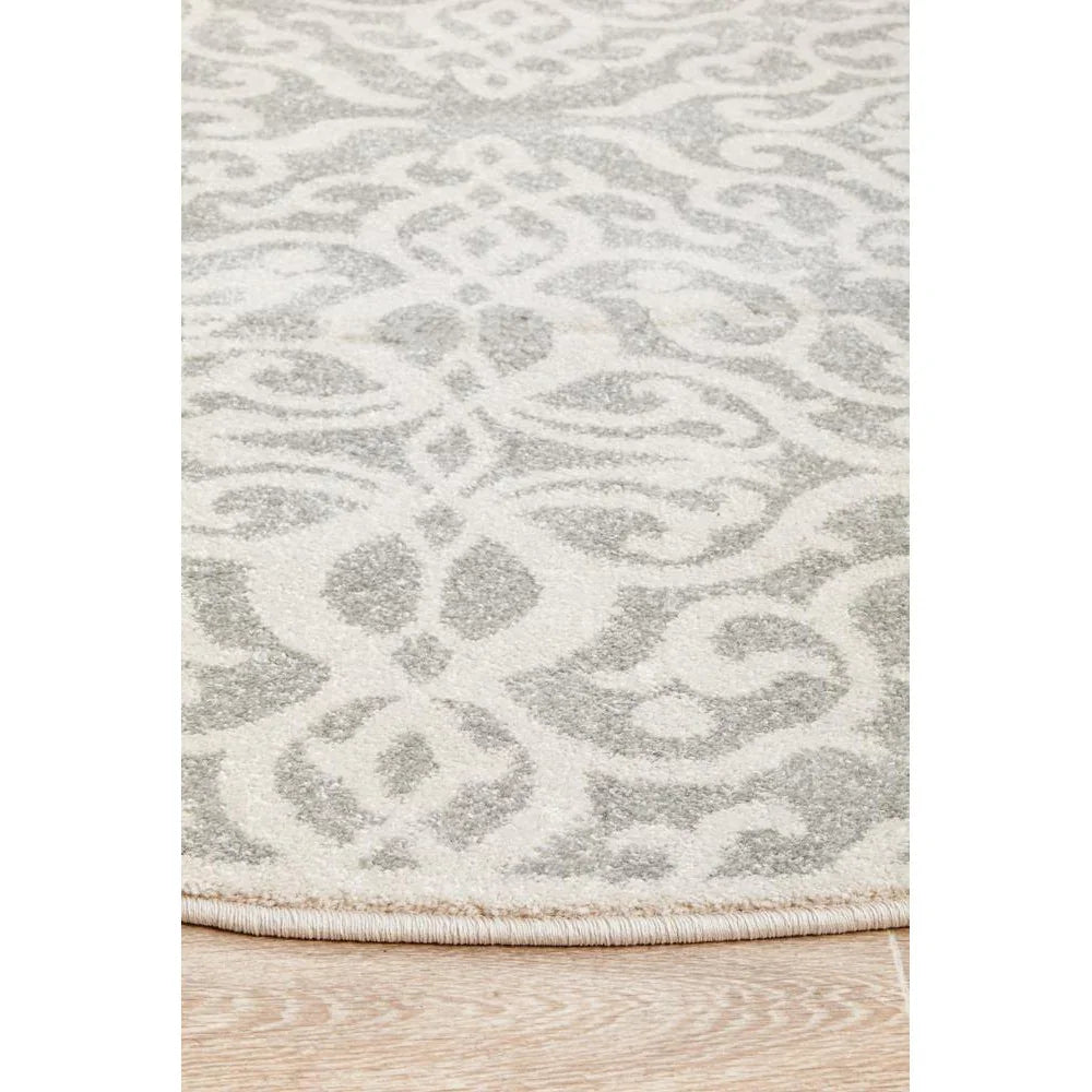 Chrome Lydia Silver Round Rug - ICONIC RUGS