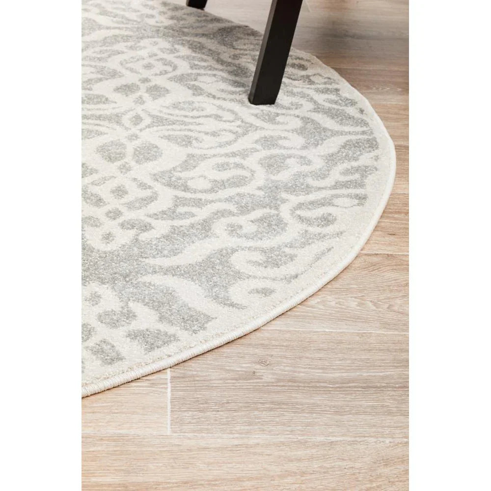 Chrome Lydia Silver Round Rug - ICONIC RUGS
