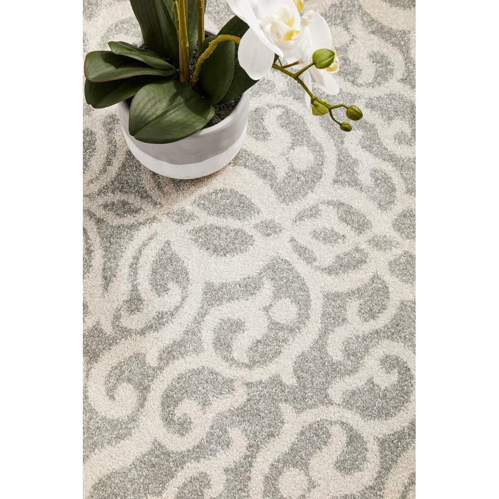 Chrome Lydia Silver Round Rug - ICONIC RUGS