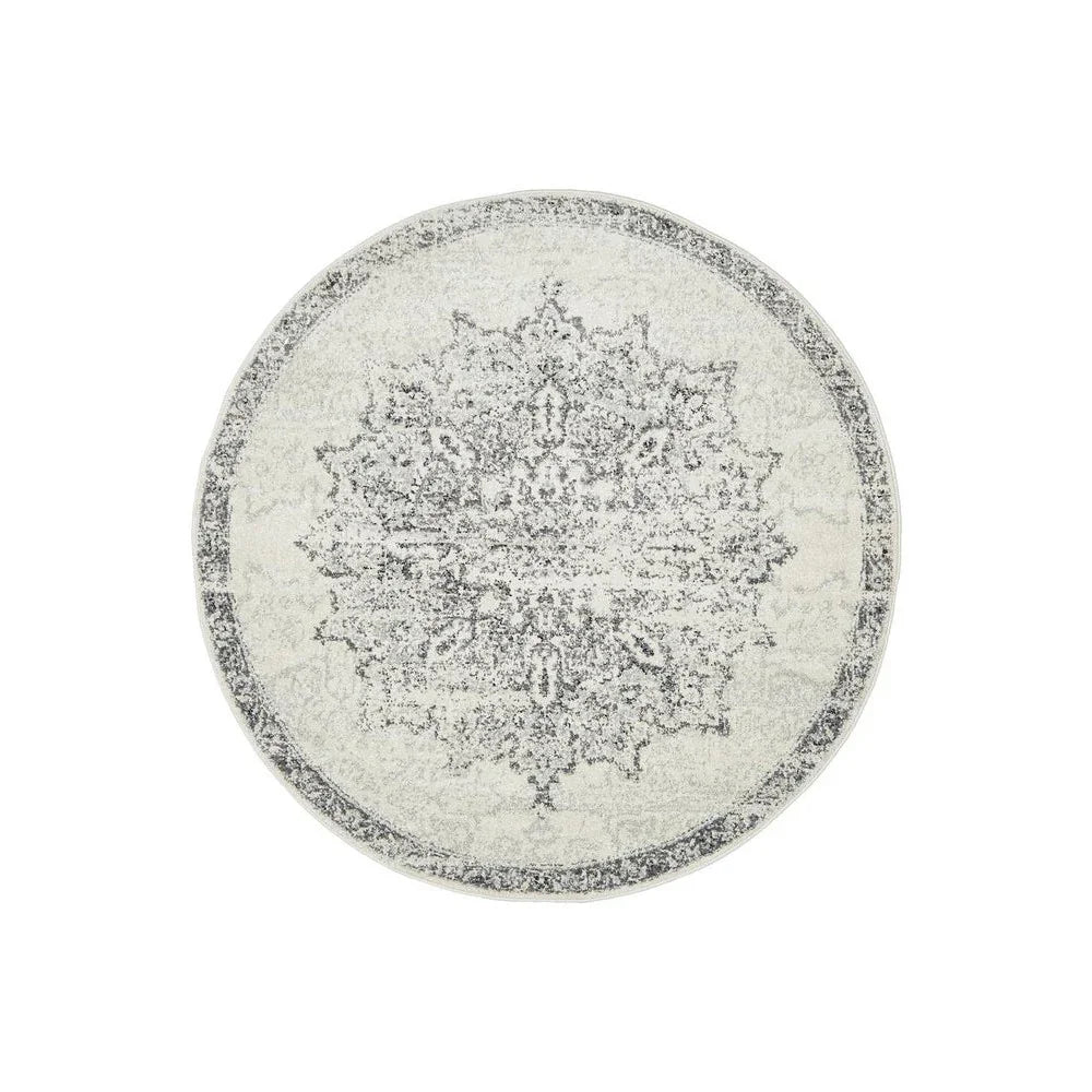 Chrome Rita Silver Round Rug - ICONIC RUGS