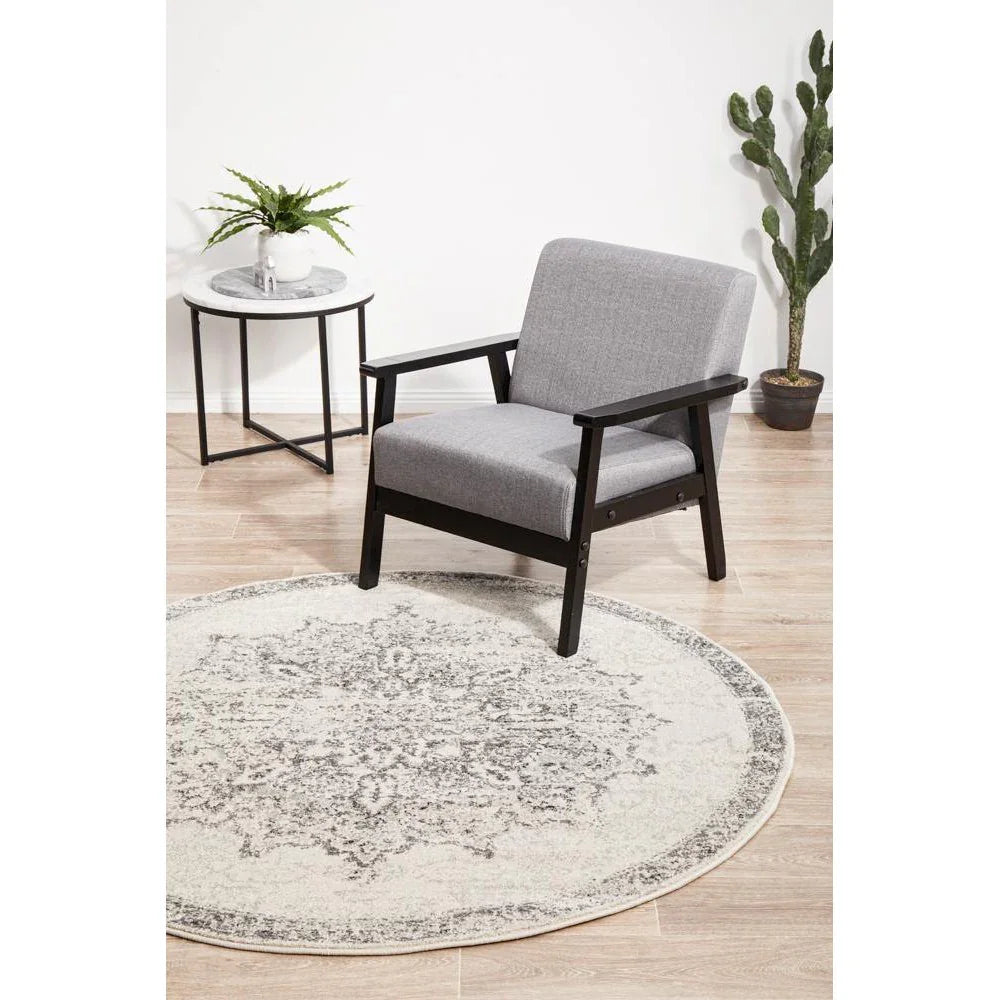 Chrome Rita Silver Round Rug - ICONIC RUGS
