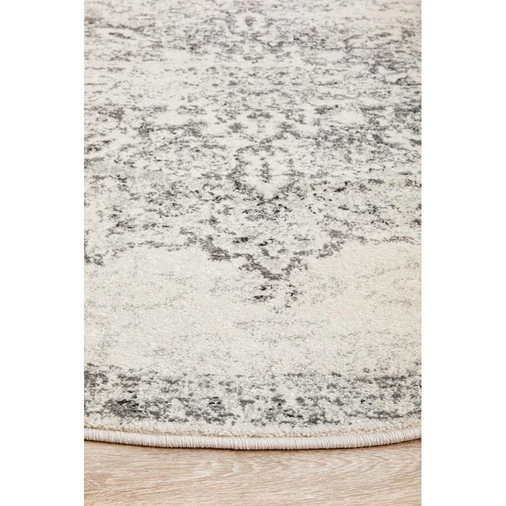 Chrome Rita Silver Round Rug - ICONIC RUGS