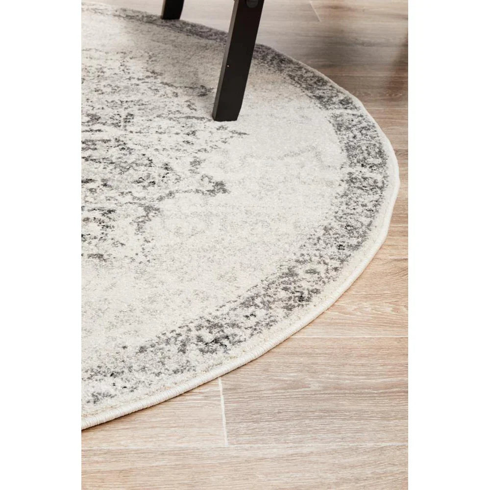 Chrome Rita Silver Round Rug - ICONIC RUGS