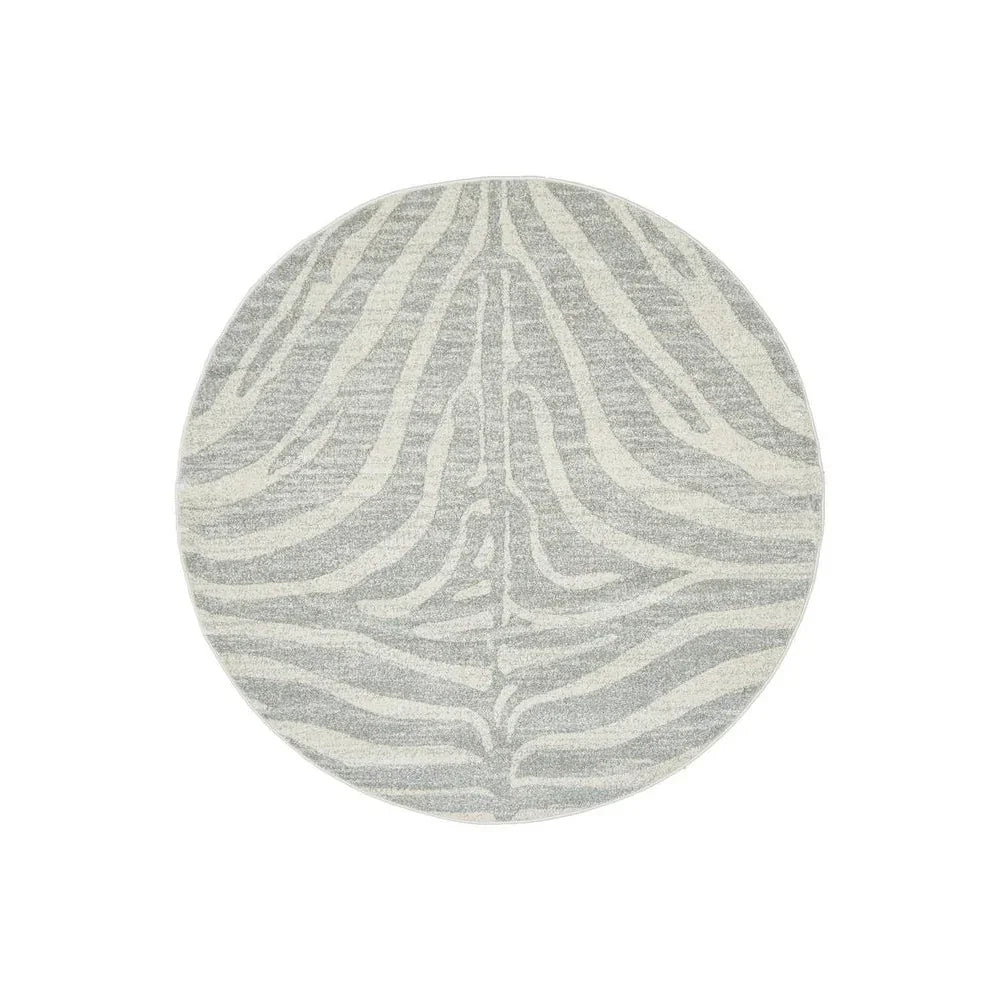Chrome Savannah Silver Round Rug - ICONIC RUGS