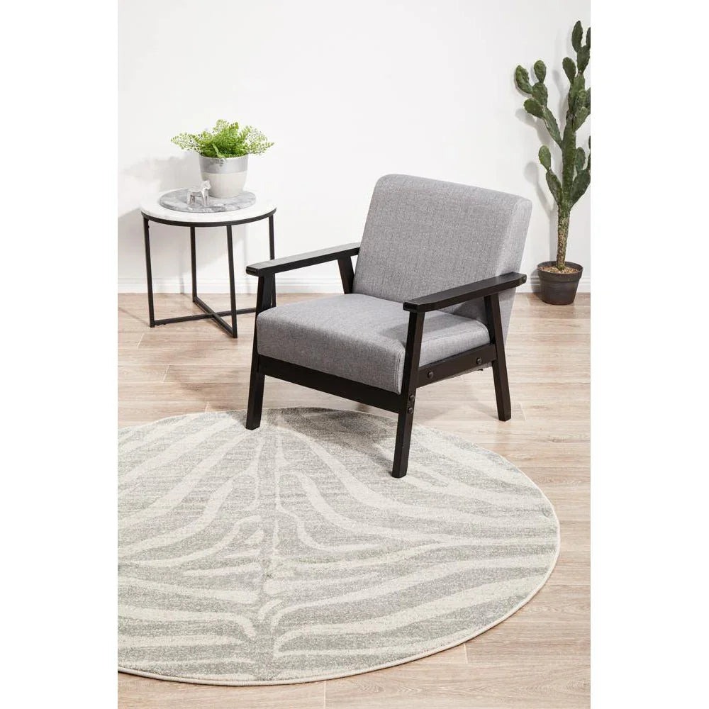 Chrome Savannah Silver Round Rug - ICONIC RUGS