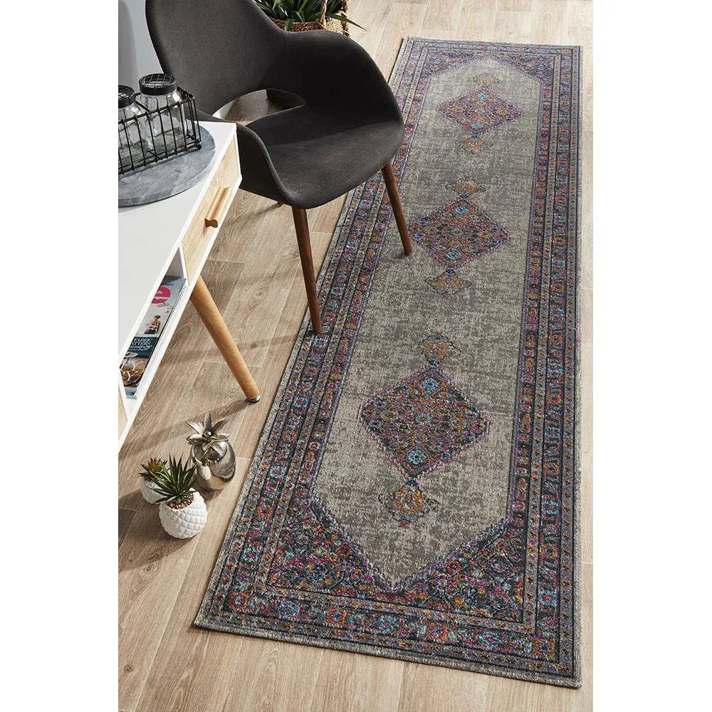 Eternal Whisper Diamond Grey Runner Rug - ICONIC RUGS