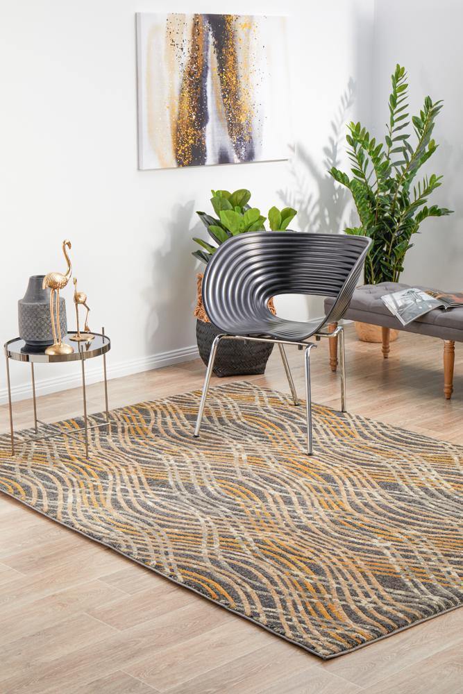 Dreamscape Flurry Modern Charcoal Rug - ICONIC RUGS