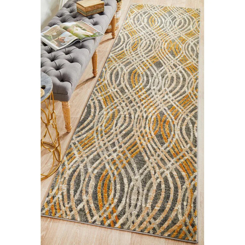 Dreamscape Flurry Modern Charcoal Runner Rug - ICONIC RUGS