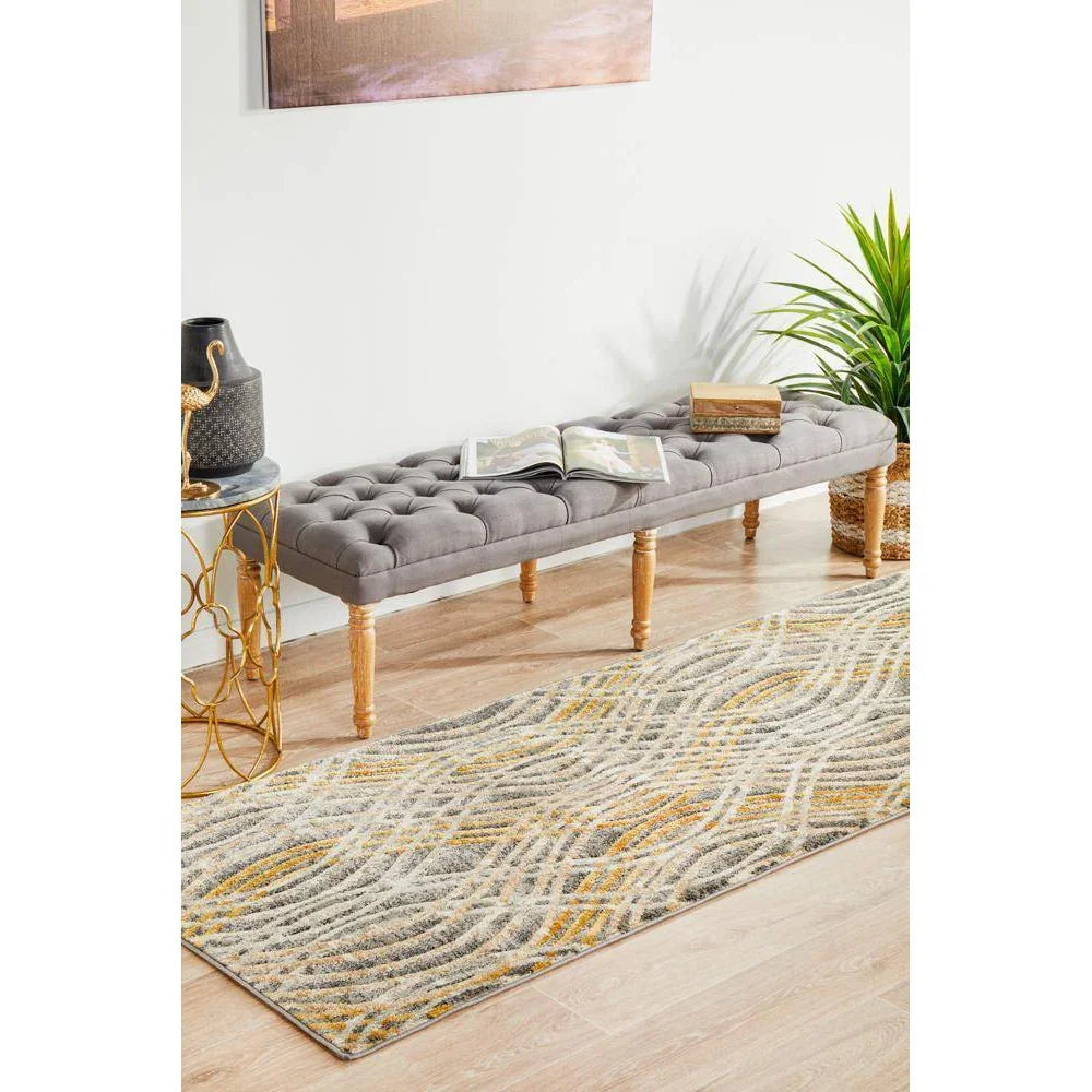 Dreamscape Flurry Modern Charcoal Runner Rug - ICONIC RUGS