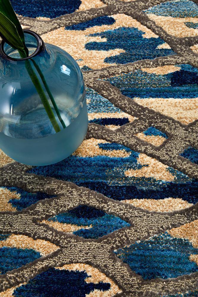 Dreamscape Ropes Modern Blue Rug - ICONIC RUGS