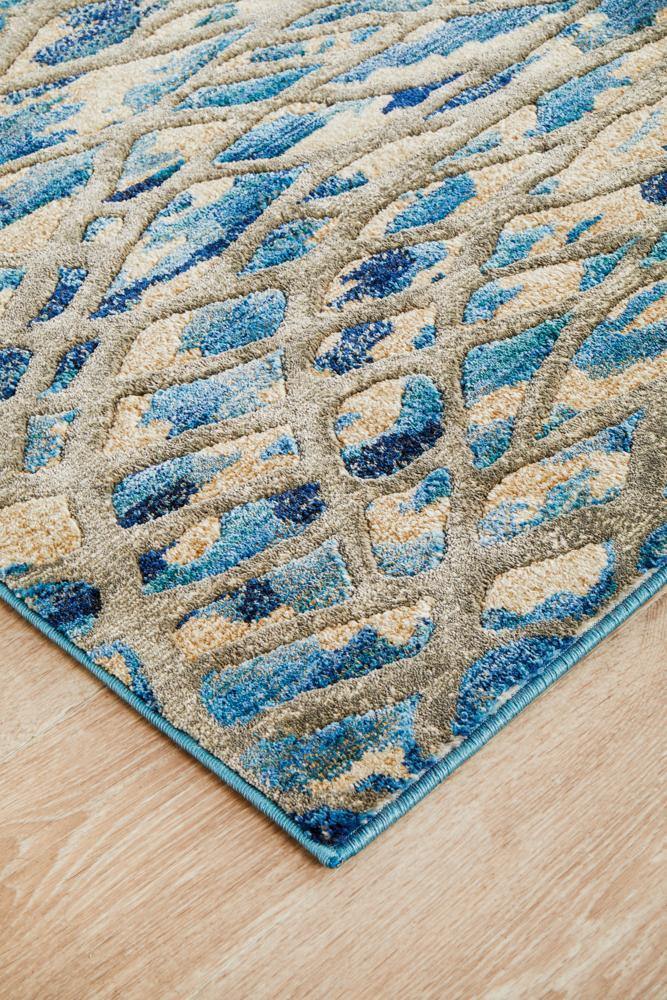 Dreamscape Ropes Modern Blue Runner Rug - ICONIC RUGS