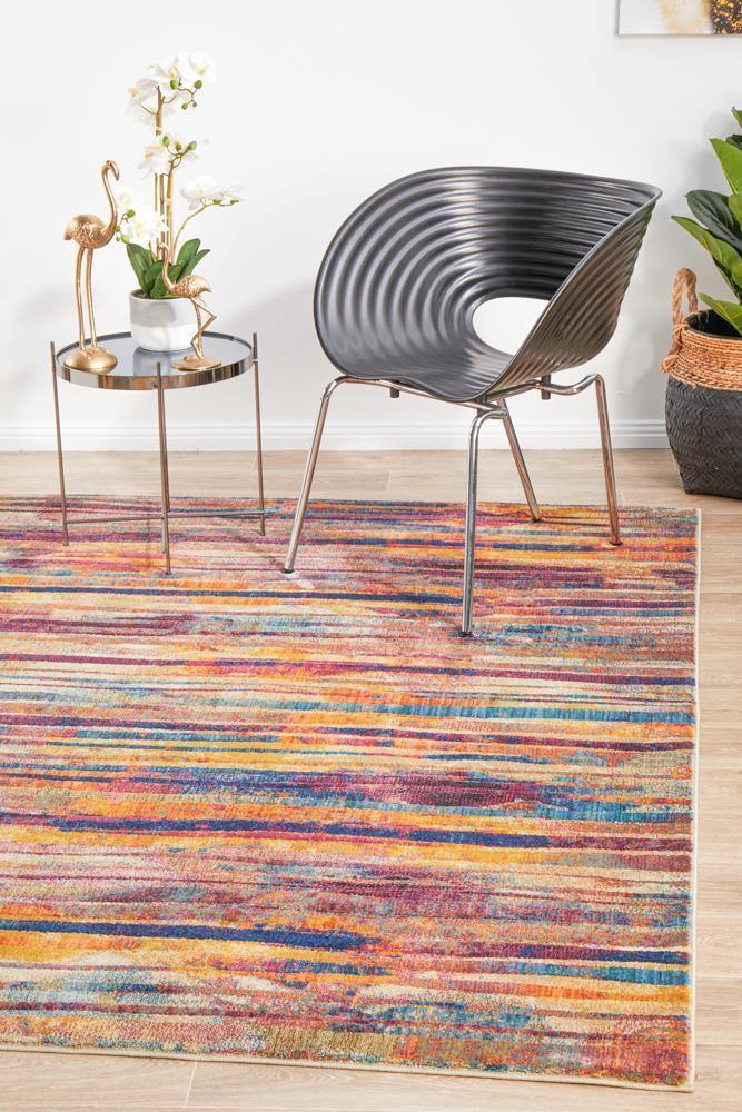 Dreamscape Strokes Modern Raspberry Rug - ICONIC RUGS