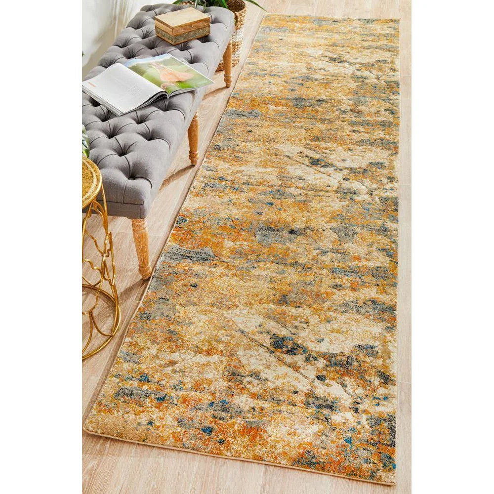 Dreamscape Tribute Modern Rust Runner Rug - ICONIC RUGS