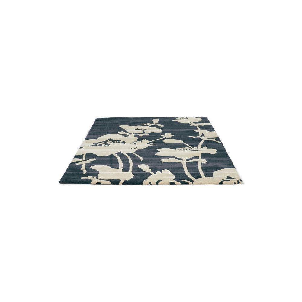 Florence Broadhurst Floral Charcoal Wool Designer Rug