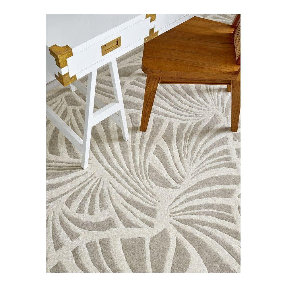 Florence Broadhurst Japanese Fans Ivory Pure Wool Designer Rug