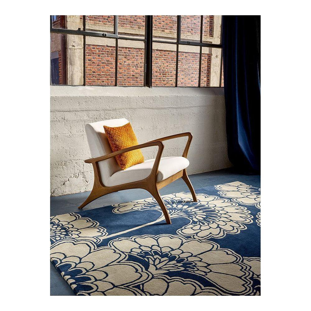 Florence Broadhurst Japanese Floral Midnight Pure Wool Designer Rug