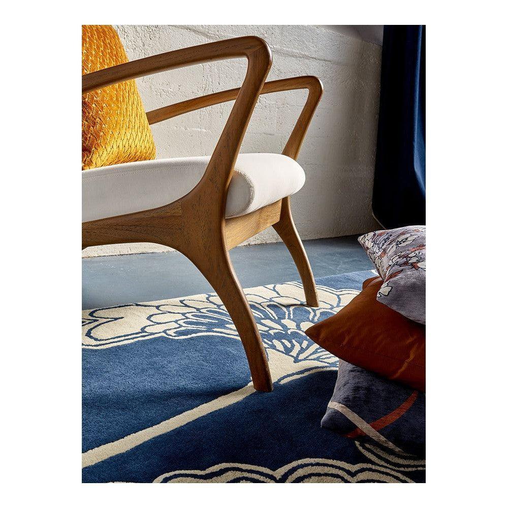 Florence Broadhurst Japanese Floral Midnight Pure Wool Designer Rug