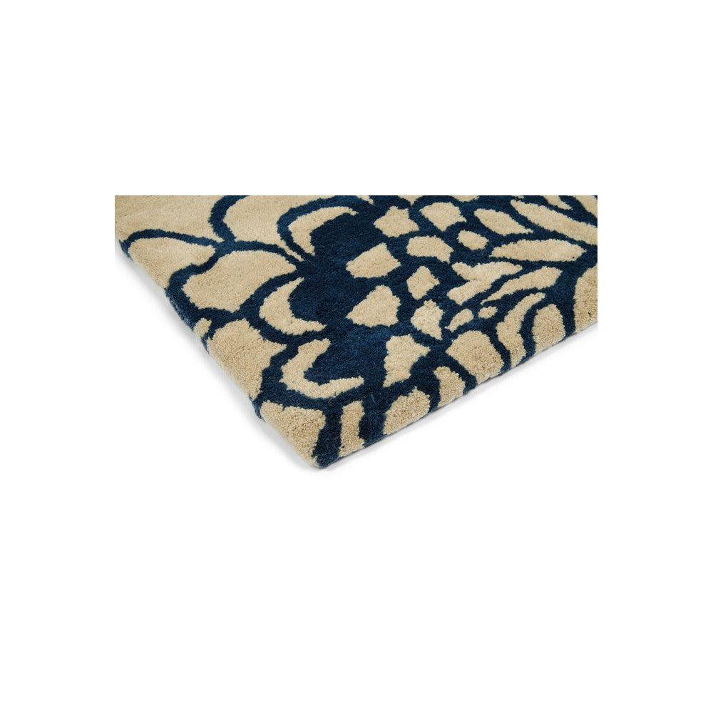 Florence Broadhurst Japanese Floral Midnight Pure Wool Designer Rug
