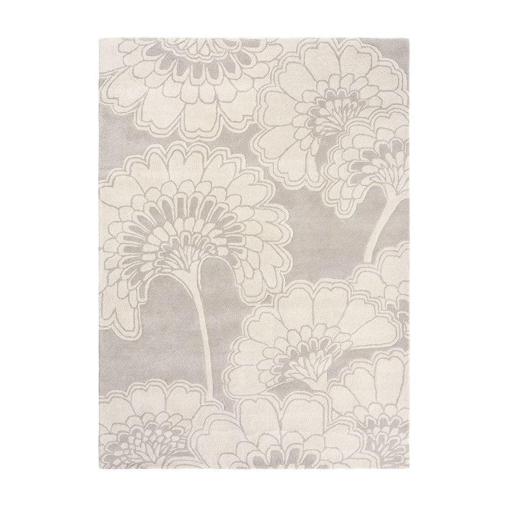 Florence Broadhurst Japanese Floral Oyster Pure Wool Designer Rug