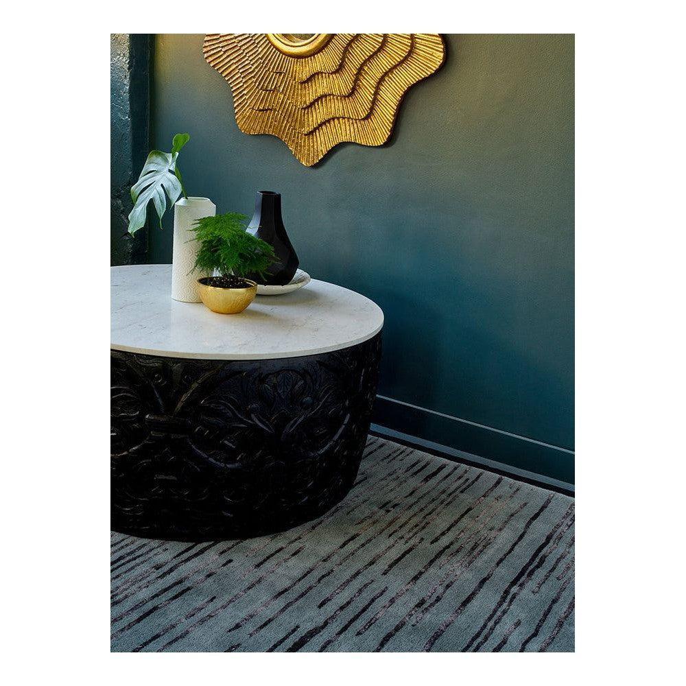Florence Broadhurst Slub Charcoal Wool Designer Rug