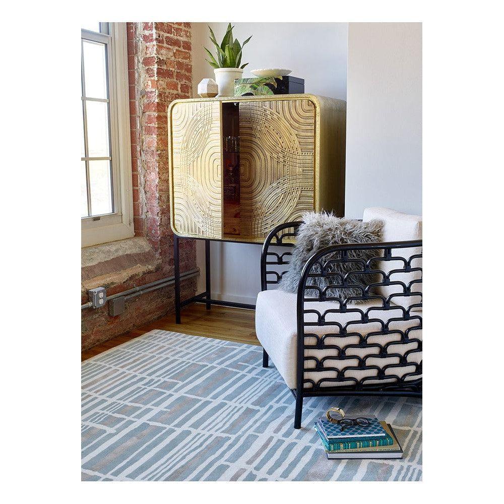 Florence Broadhurst Tortoiseshell Stripe Jade Pure Wool Designer Rug