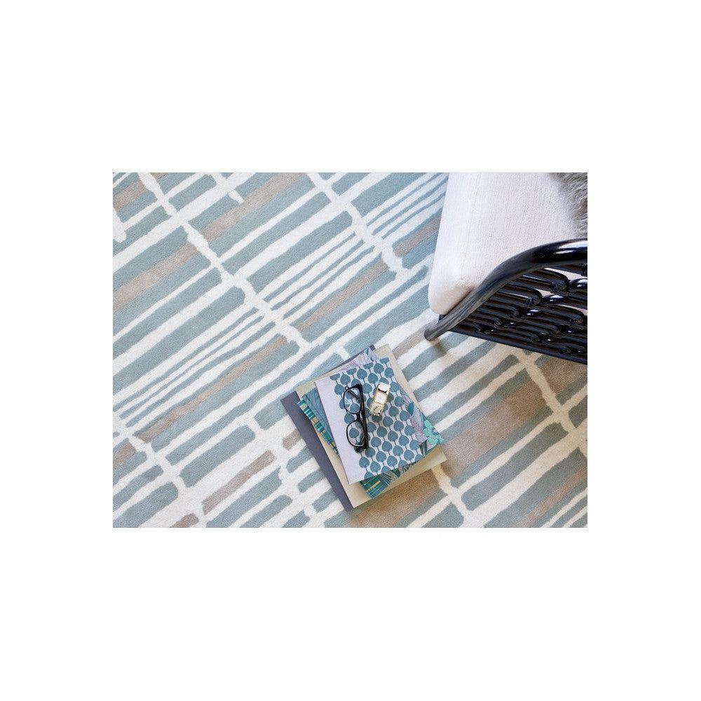 Florence Broadhurst Tortoiseshell Stripe Jade Pure Wool Designer Rug