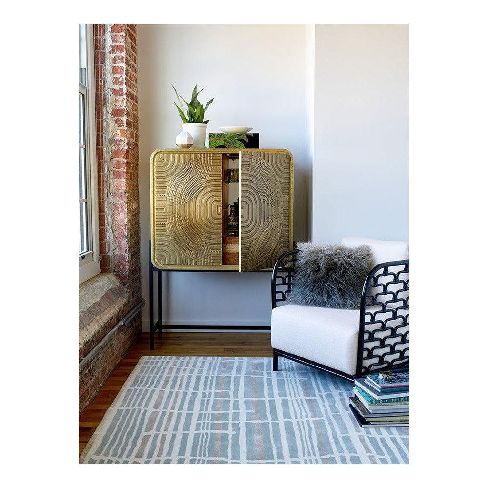 Florence Broadhurst Tortoiseshell Stripe Jade Pure Wool Designer Rug