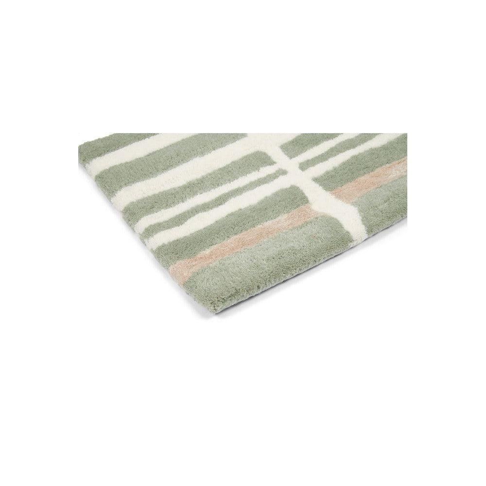 Florence Broadhurst Tortoiseshell Stripe Jade Pure Wool Designer Rug