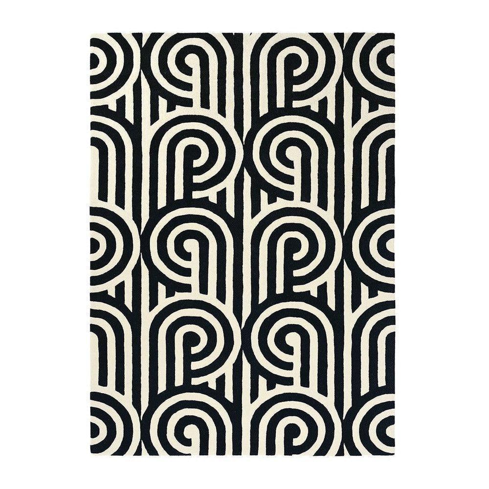 Florence Broadhurst Turnabouts Black Pure Wool Designer Rug