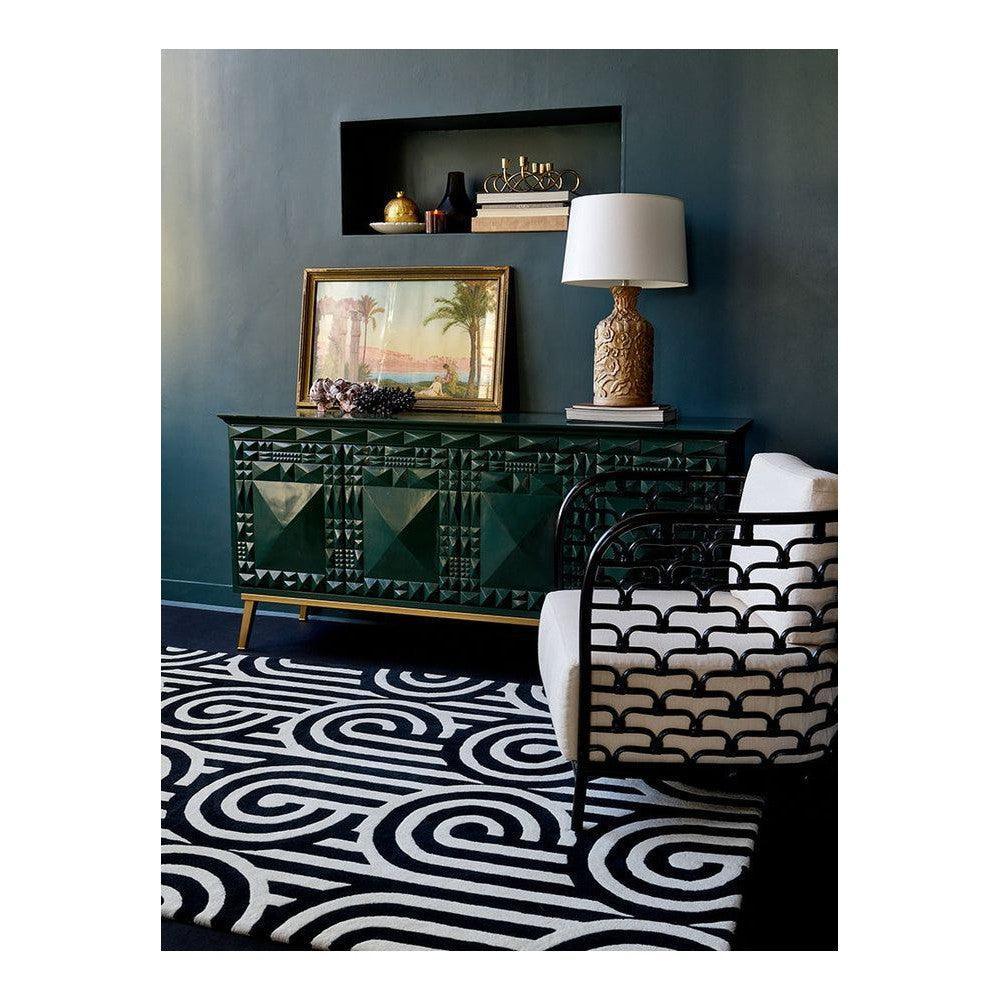 Florence Broadhurst Turnabouts Black Pure Wool Designer Rug