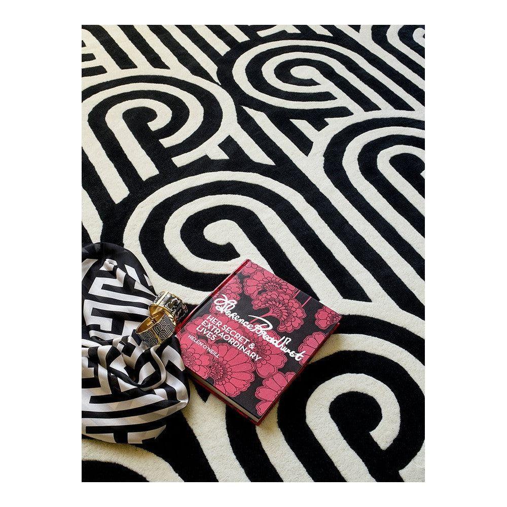 Florence Broadhurst Turnabouts Black Pure Wool Designer Rug