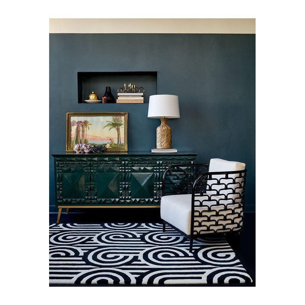 Florence Broadhurst Turnabouts Black Pure Wool Designer Rug