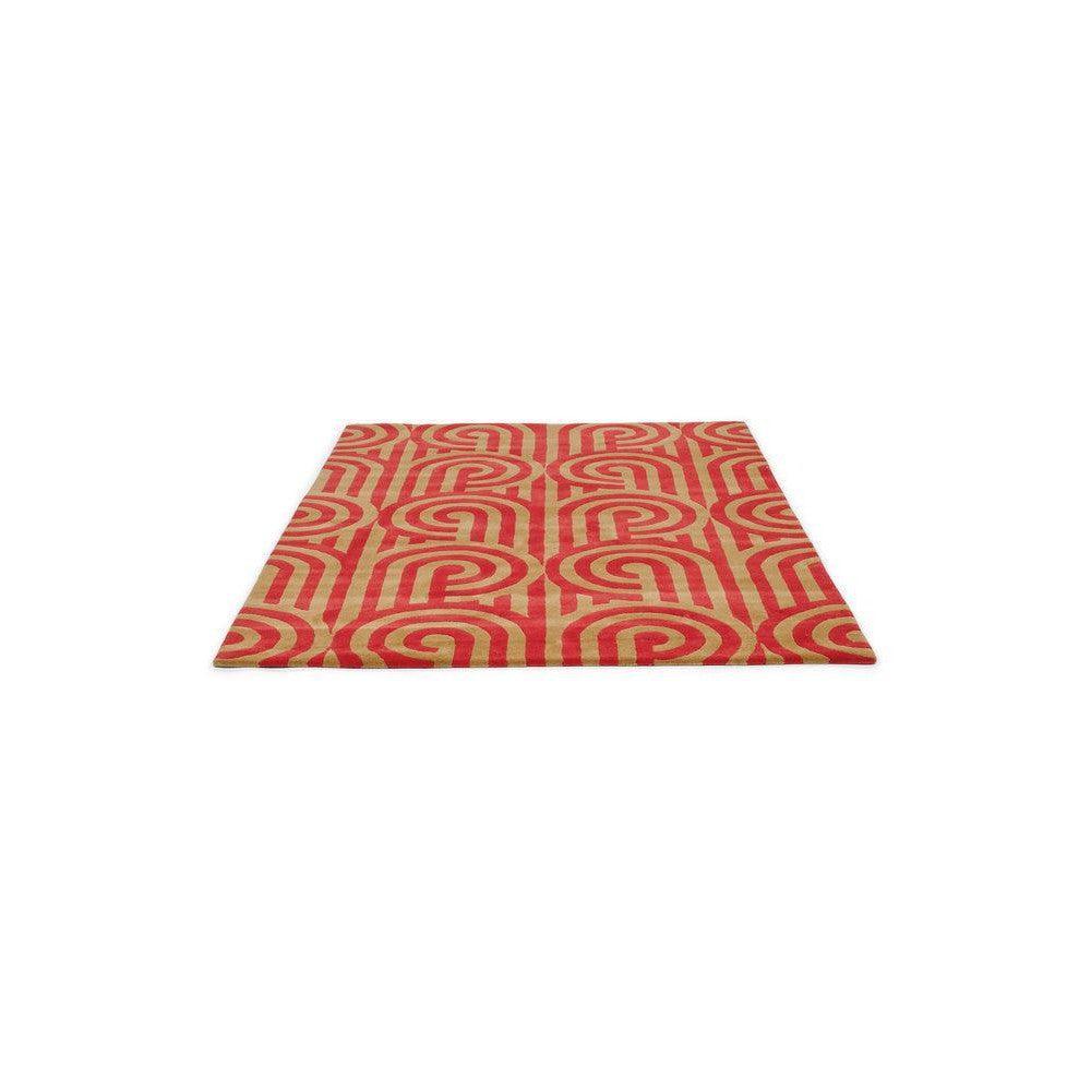 Florence Broadhurst Turnabouts Claret Pure Wool Designer Rug