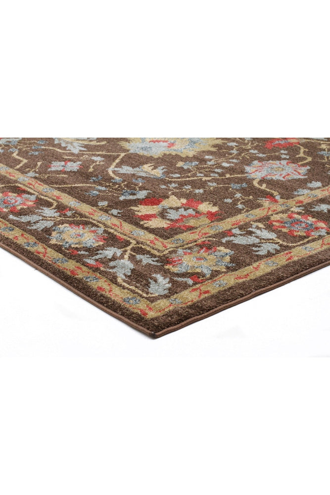 Jewel Nain Design 804 Brown Red Runner Rug - ICONIC RUGS