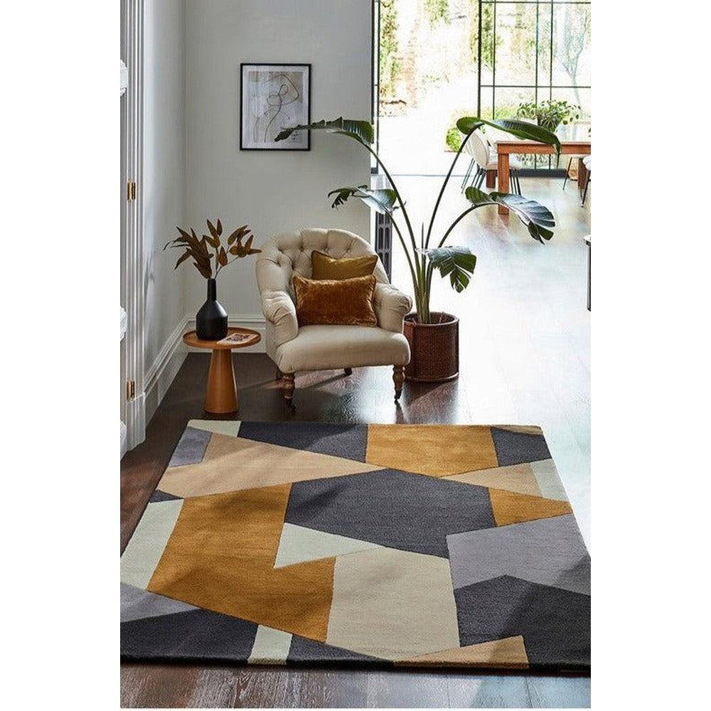 Harlequin Popova Caramel Slate Shell Pure Wool Designer Rug