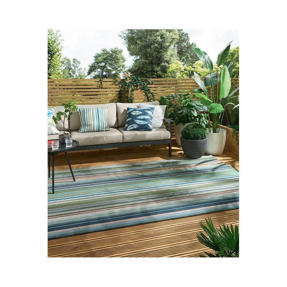 Harlequin Spectro Stripes Marine Outdoor Designer Rug