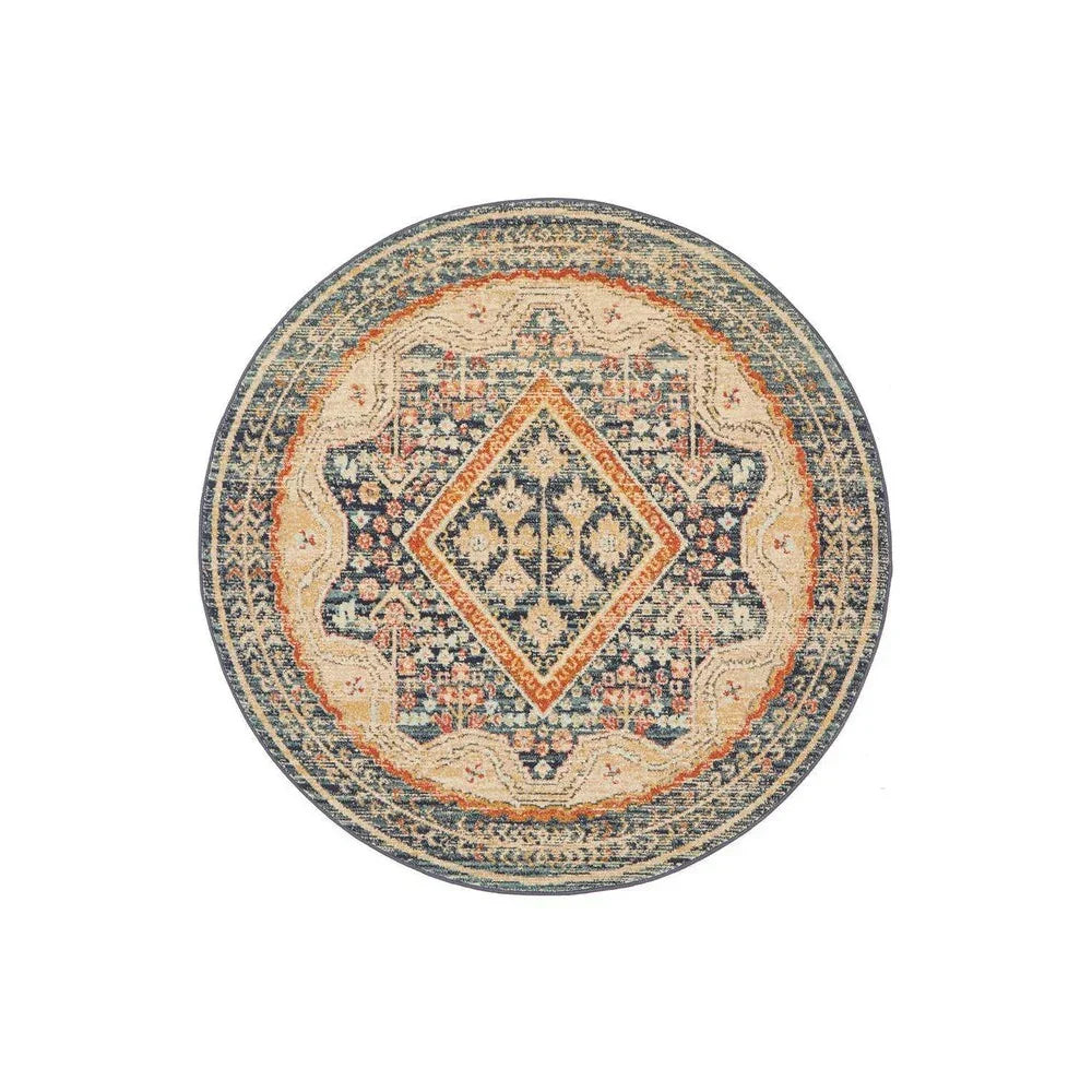 Legacy 863 Navy Round Rug - ICONIC RUGS