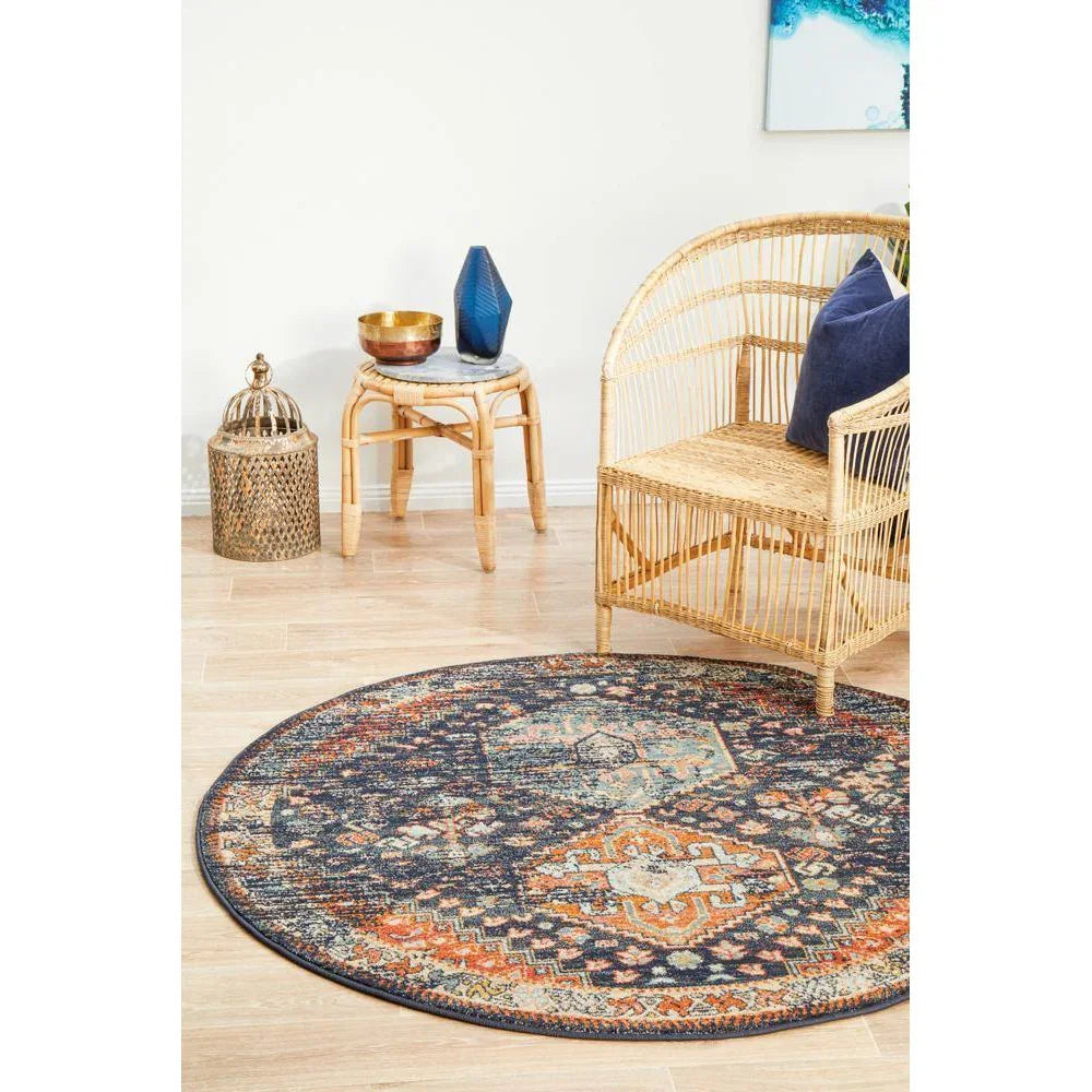 Legacy Navy Round Rug - ICONIC RUGS