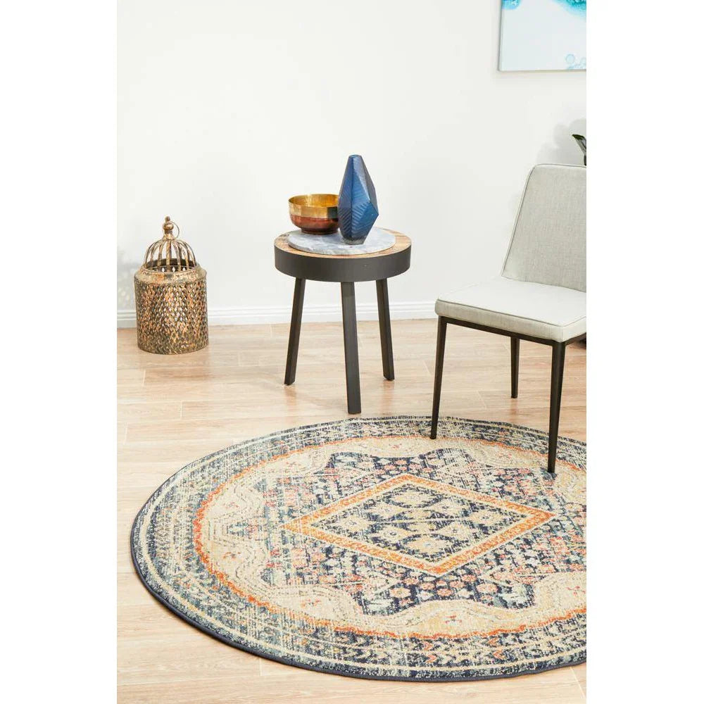 Legacy 863 Navy Round Rug - ICONIC RUGS