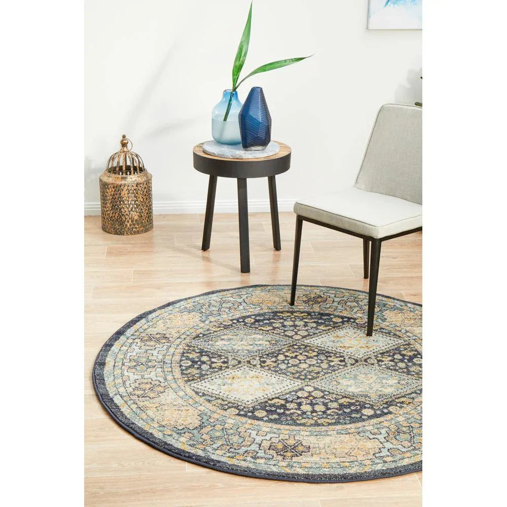 Legacy Navy Round Rug - ICONIC RUGS