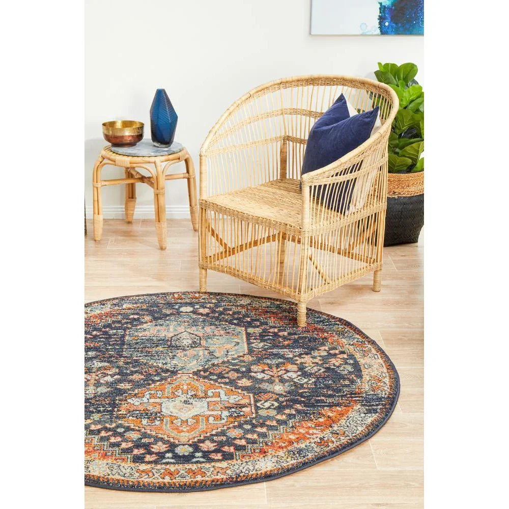 Legacy Navy Round Rug - ICONIC RUGS