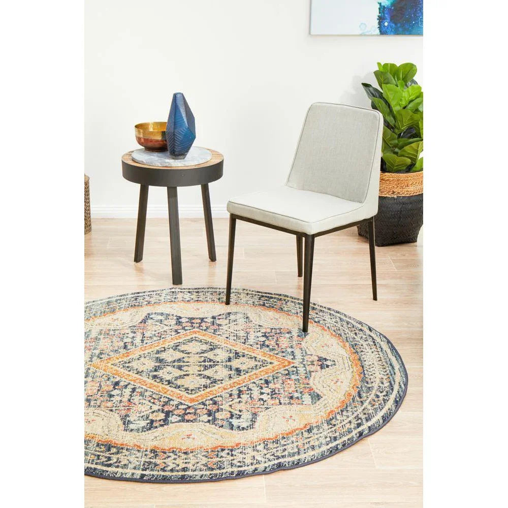 Legacy 863 Navy Round Rug - ICONIC RUGS